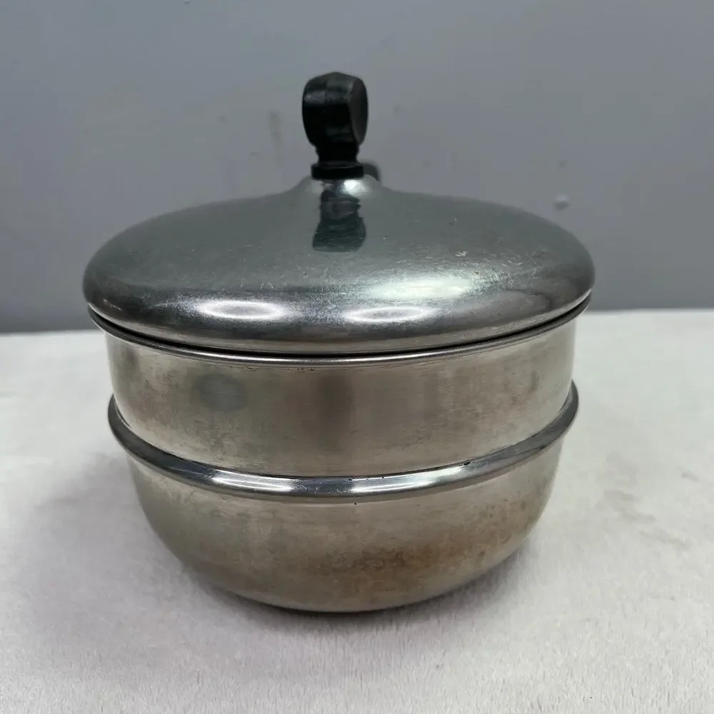 Vintage Farberware Double Boiler Insert Pan with Lid Stainless Steel 2 - 2.5 Qt